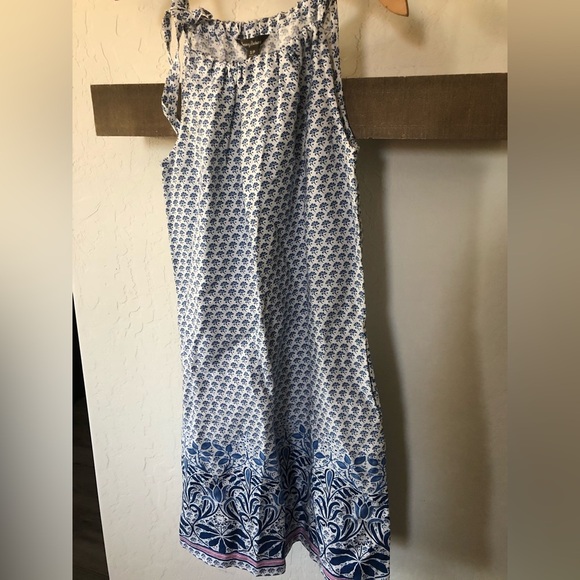 Tommy Bahamas|100% Linen white boho geometric pattern summer dress, like NEW••• - Picture 3 of 12